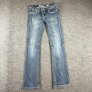 Y2K LA Idol Jeans Juniors 9 Medium Wash Low Rise Bootcut Rhinestone Embellished